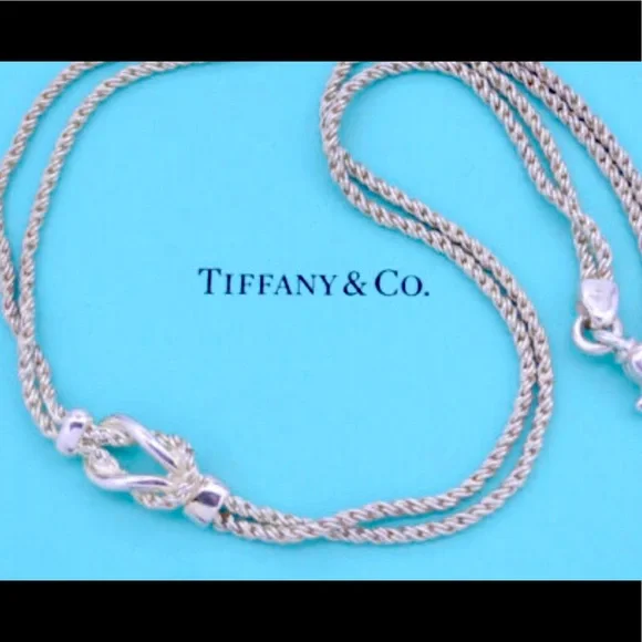 Tiffany & Co. Sterling Silver Double Rope Love Knot Necklace